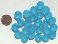 25 13mm Matte Aqua Cinnamon Bun Glass Beads
